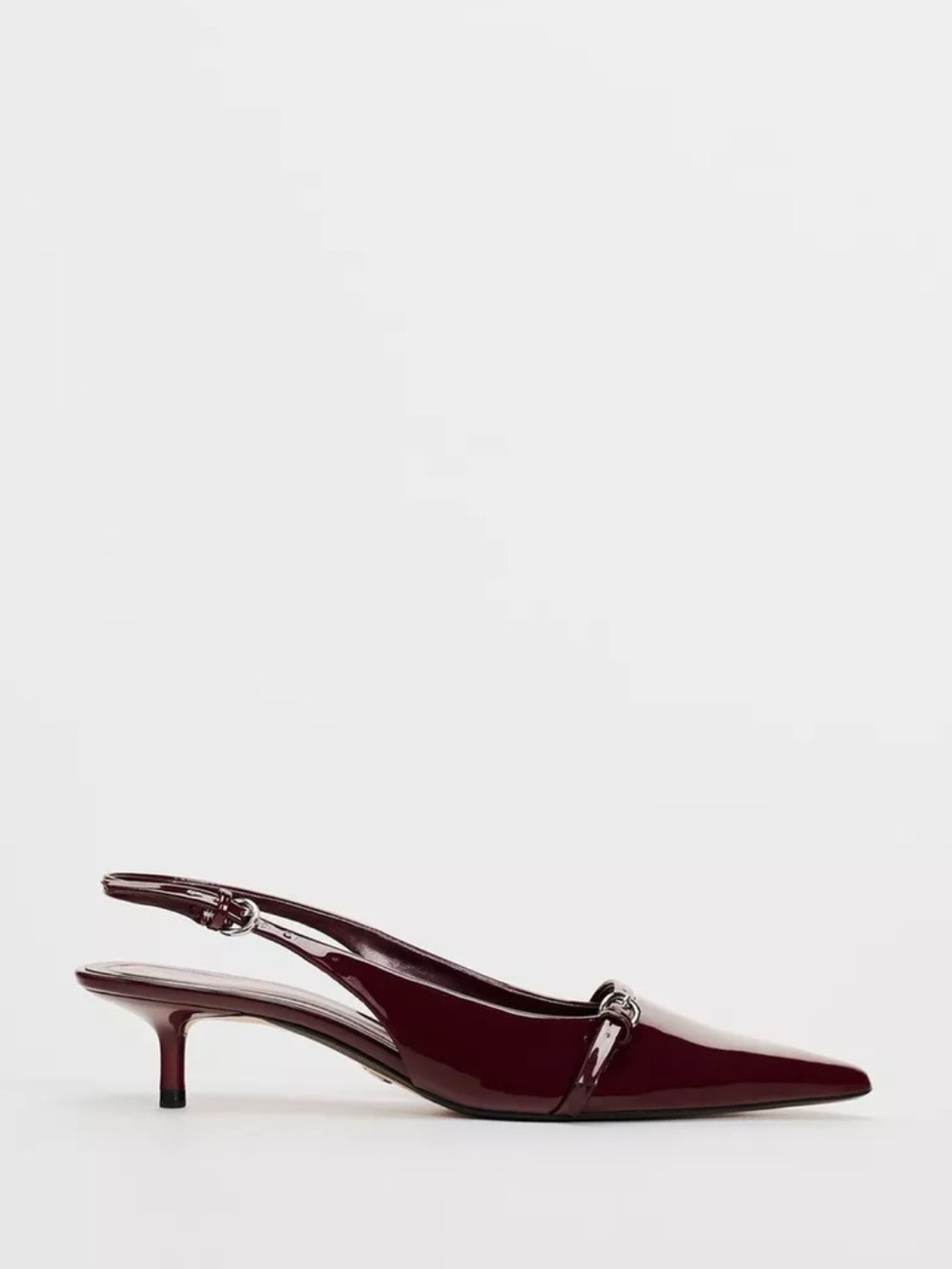 ZARA Patent Pointed Slingback Heels in Deep Burgundy - Picture 2 of 2